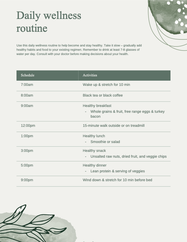 Daily wellness routine